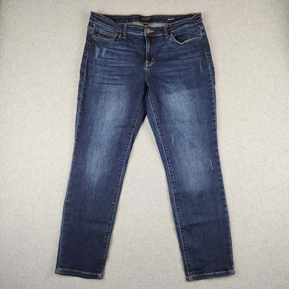 Judy Blue Los Angeles Slim Fit‎ Dark Wash Distressed Jeans Size 15 34